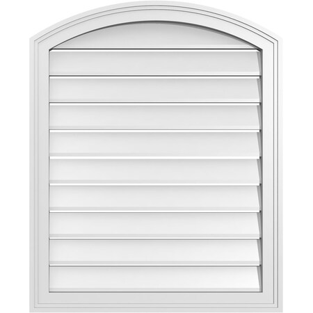 Ekena Millwork Arch Top Surface Mount PVC Gable Vent: Non-Functional, w/2"W x 1-1/2"P Brickmould Frame, 26"W x 30"H GVPAR26X3002SN